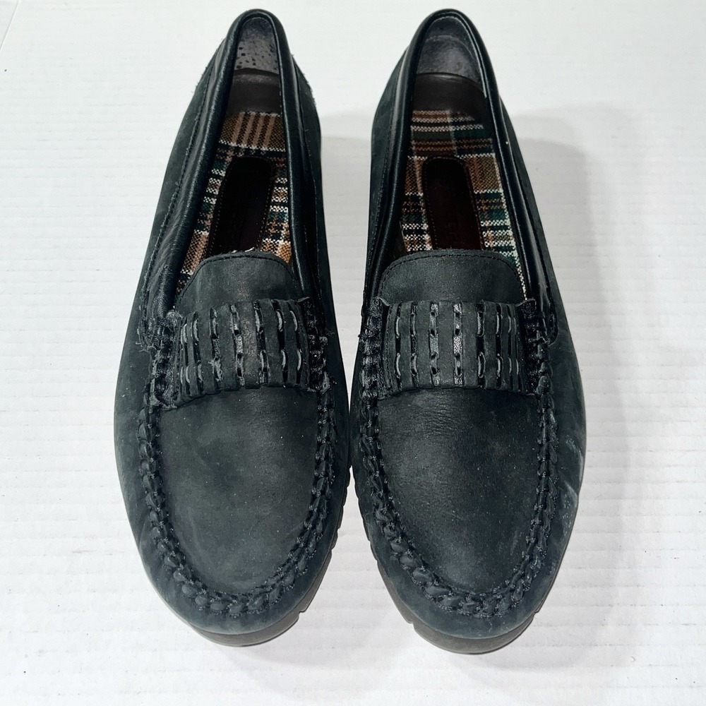 Hush Puppies Suede Loafers Women's 8‎ Black Office Comfort Dark Academia